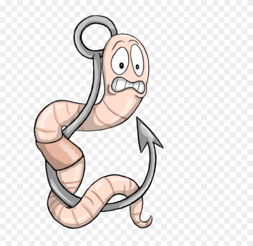 28 Collection Of Fishing Hook Worm Clipart - Worm On A Hook Clipart - Png Download