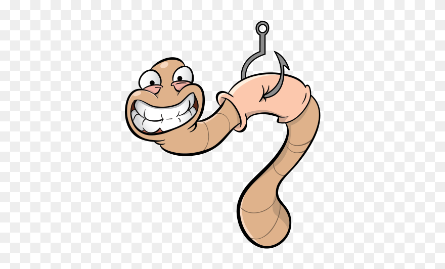 Cartoon Warm On Fishing Hook - Cartoon Clipart