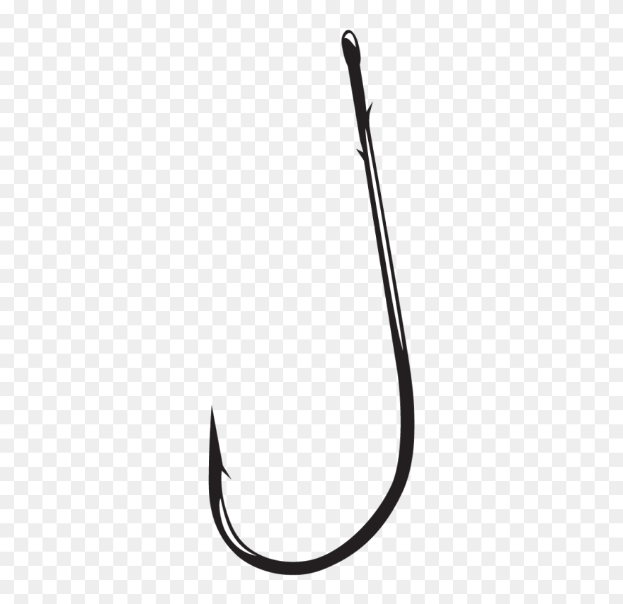 Fish On A Hook Transparent Png Clipart Free Download - Line Art