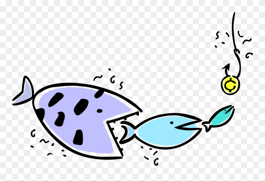 Vector Illustration Of Big Fish Eats Smaller Fish Eats Clipart