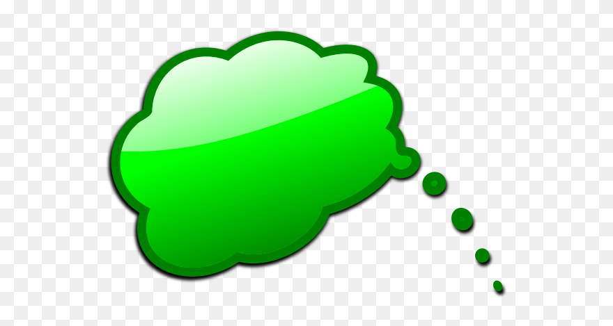 Thinking Cloud - Transparent Background Green Speech Bubble Clipart