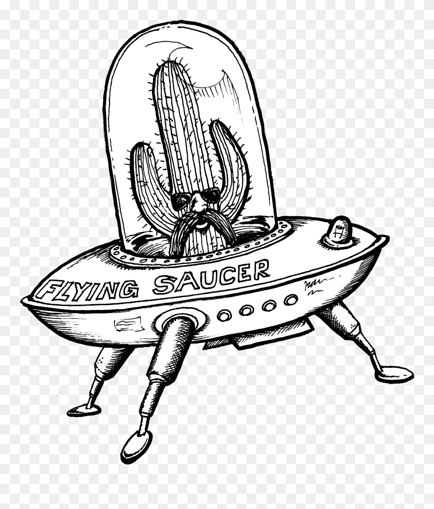 Ufo Clipart Line Art - Flying Saucer Drawing - Png Download