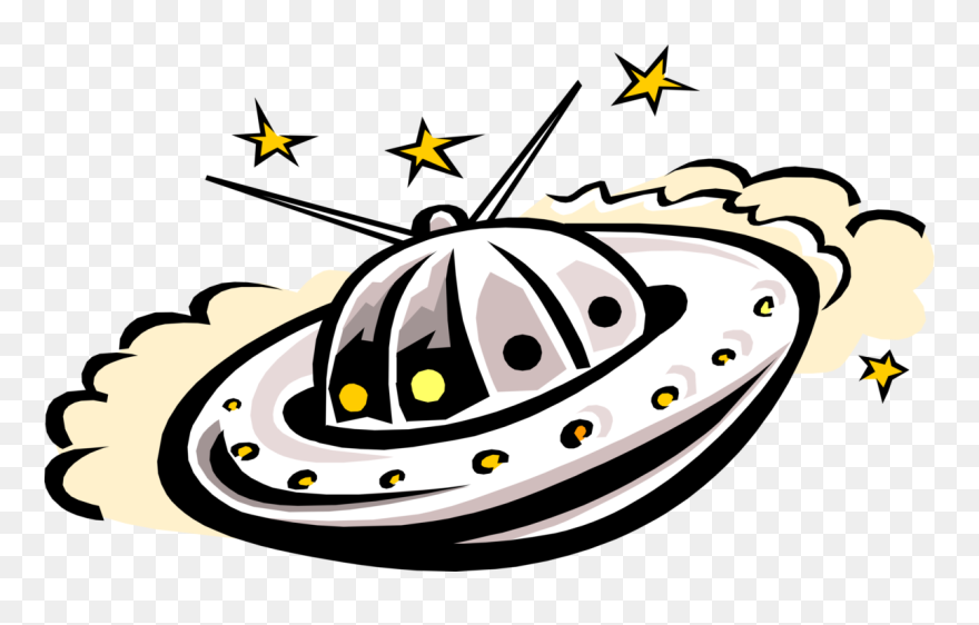Vector Illustration Of Extraterrestrial Unidentified - Men In A Flying Saucer Clipart