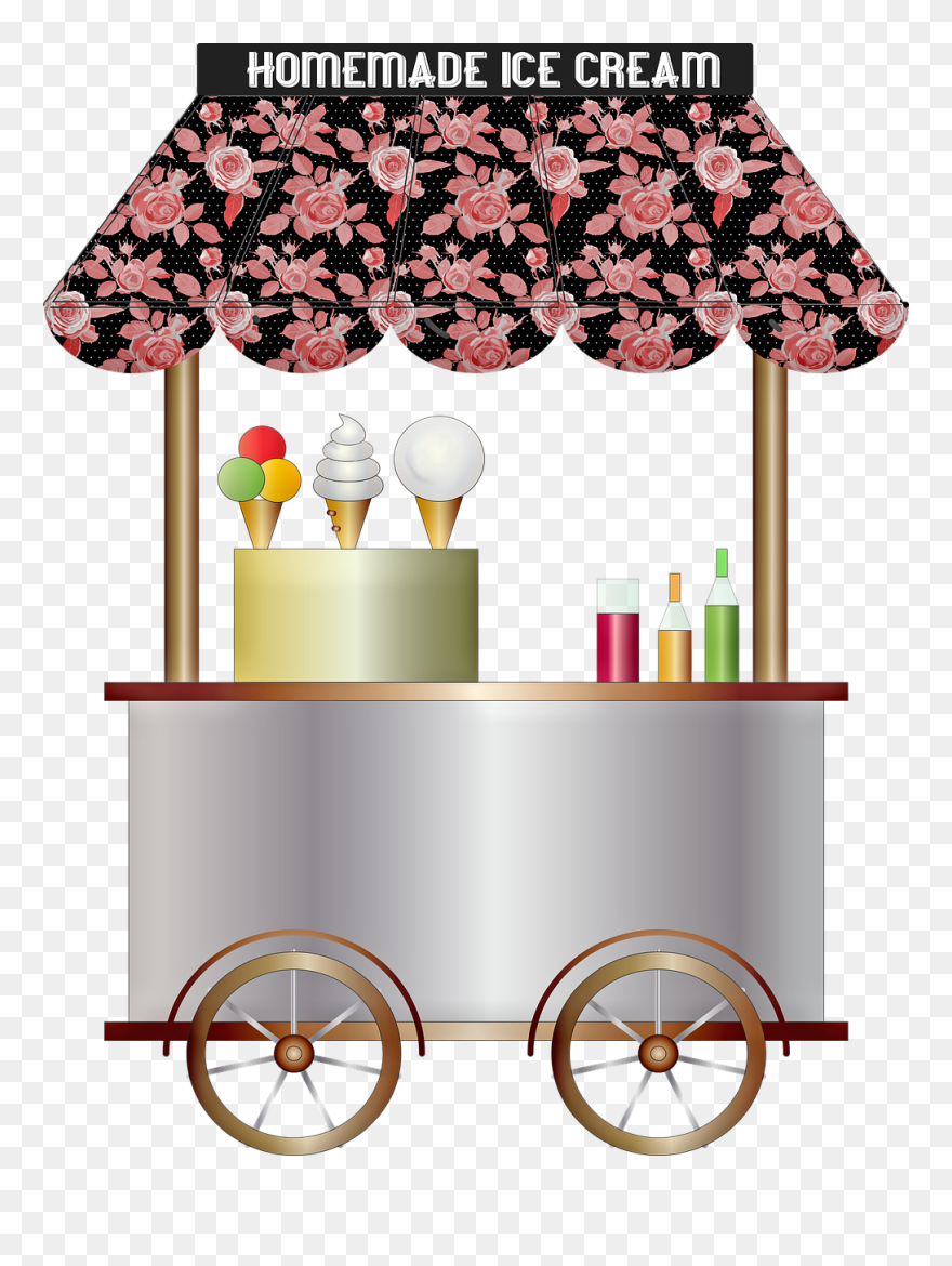 Ice Cream Cart, Ice Cream, Shabby Chic, Chrome, Homemade - Gambar Gerobak Es Cream Clipart