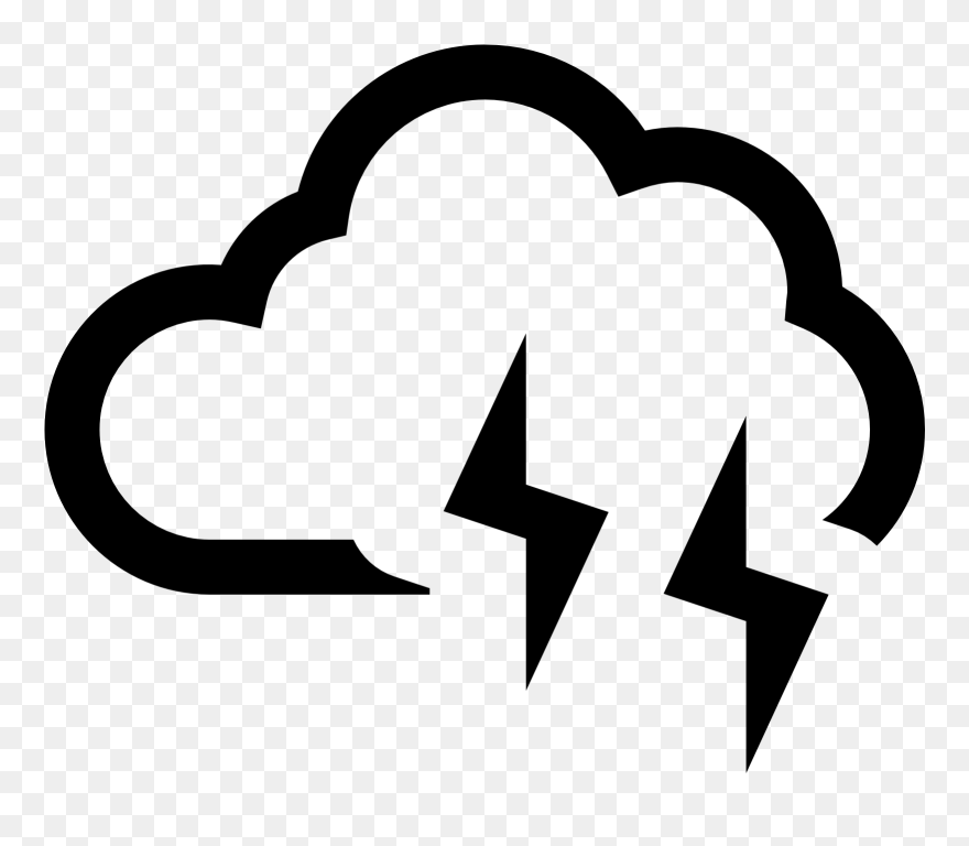 Cloud With Lightning Png Black And White Clipart