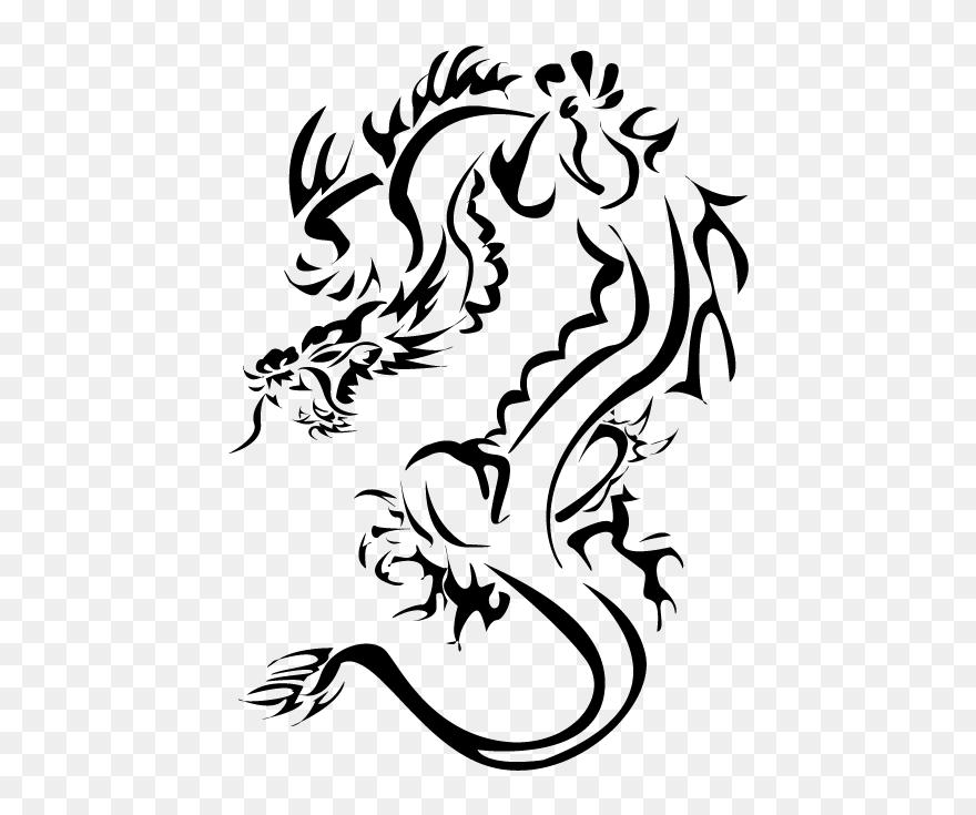 Helix Tribal Eastern Knucker Vector By Katlyon On Clipart - Dragon Pattern Black Transparent - Png Download