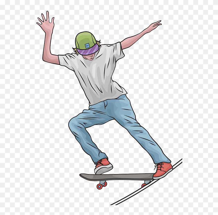 Skateboard Ramp Clipart - Clipart Of Someone Skateboarding - Png Download