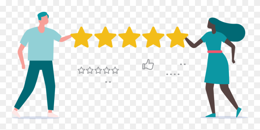Characters Holding A Five Star Rating Illustrating - Online Reviews Png Clipart