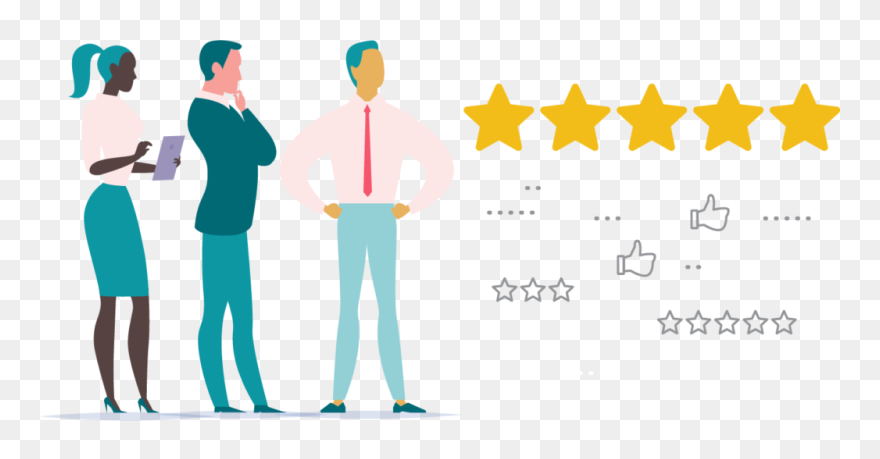 Characters Seriously Looking At Rating Icons Illustrating - Ratings And Reviews Png Clipart