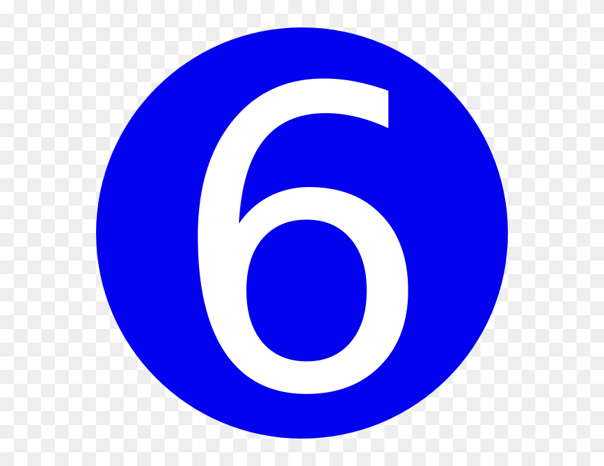Blue, Rounded,with Number 6 Clip Art At Clker - Blue Number 6 Png Transparent Png