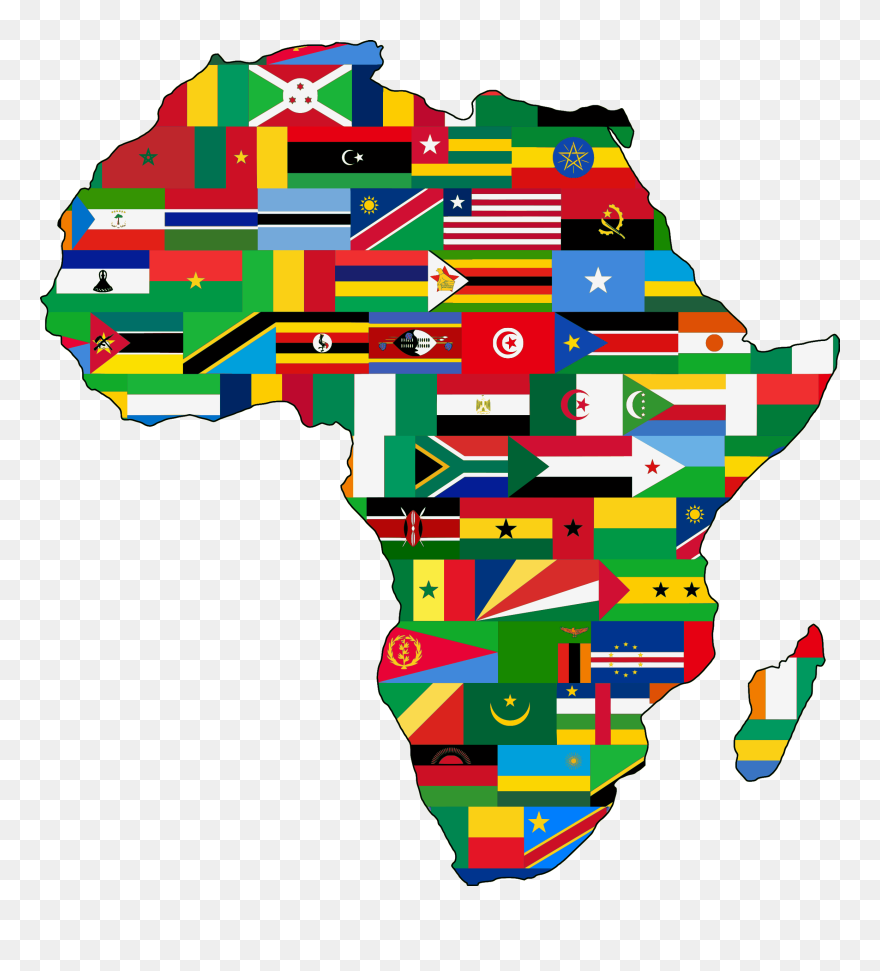 African Cryptocurrencies - African Map With Flags Clipart