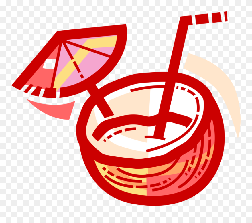 Vector Illustration Of Pina Colada Rum Cocktail Alcohol Clipart