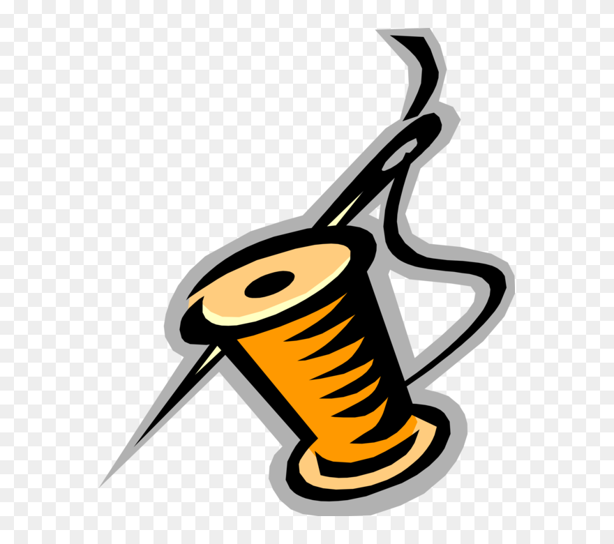 Vector Illustration Of Sewing Needle And Spool Of Thread - Needle And Thread Logo Clipart