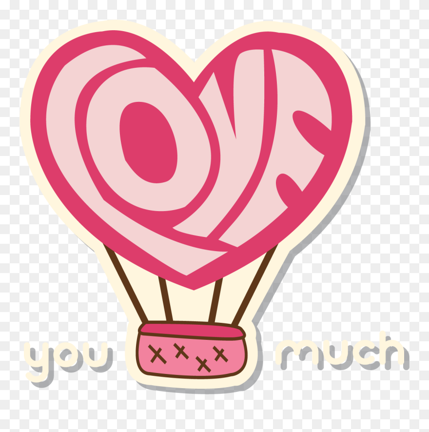 Love Hot Air Balloon Sticker Clipart