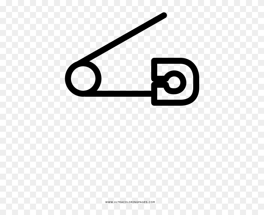 Safety Pin Coloring Page - Line Art Clipart