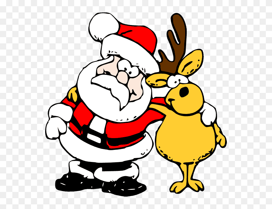 Santa And Reindeer Drawing Clipart