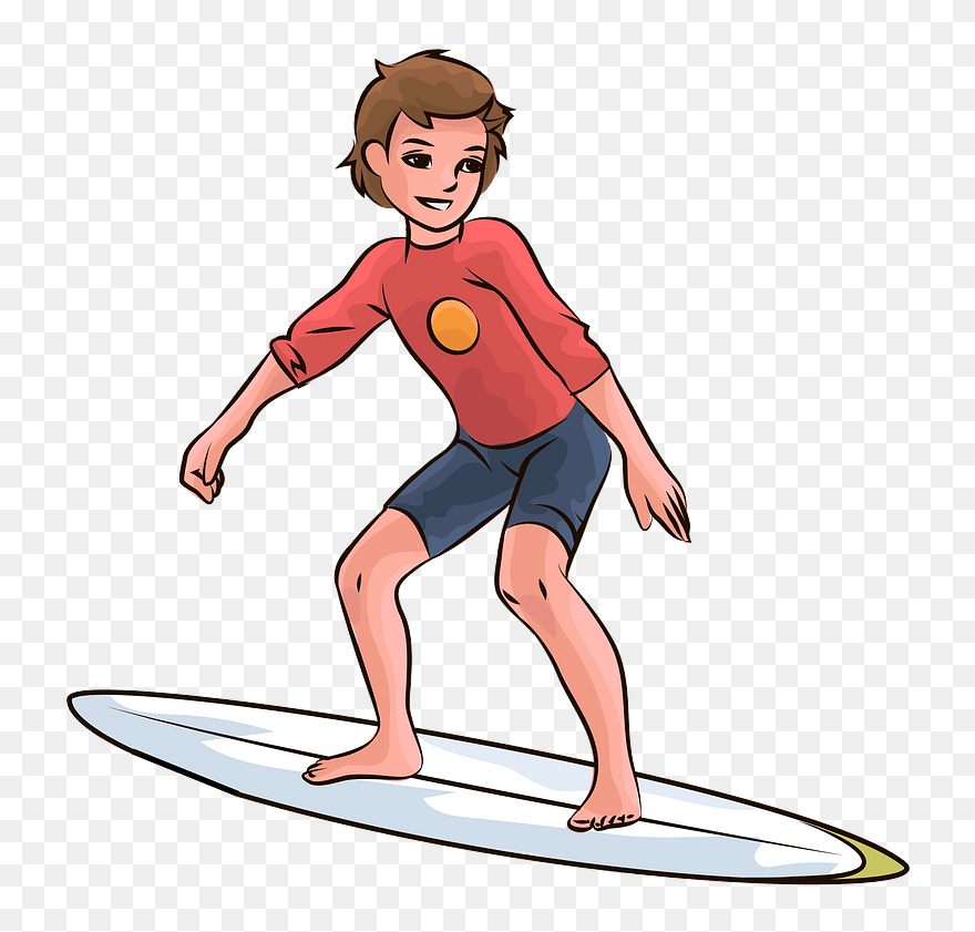 Surfer Boy Clipart - Cartoon Surfer Boy Png Transparent Png