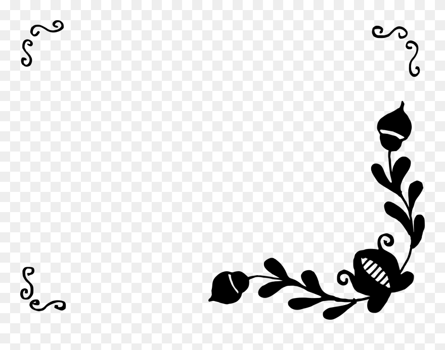 Cliparts For Free Download Blueberry Clipart Border - Flower Frame Black And White - Png Download