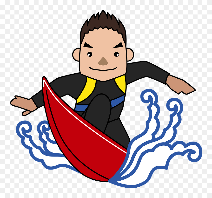Surfer Surfing Man Clipart - Cartoon - Png Download