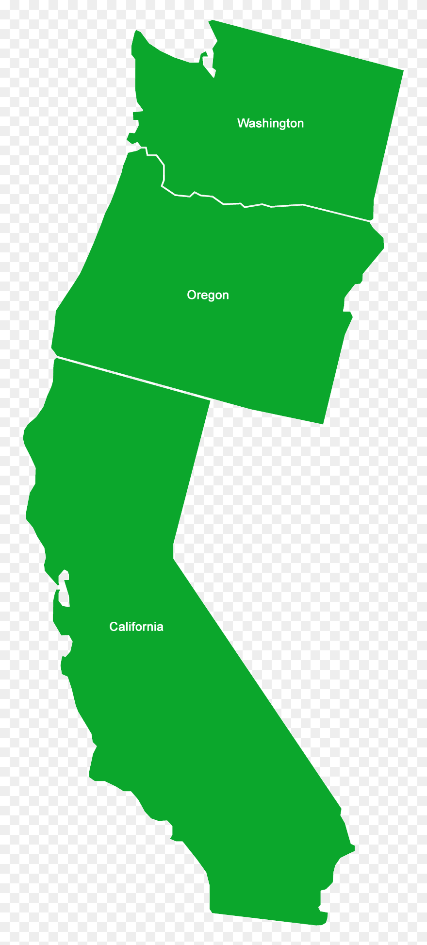California Washington Oregon Idaho Jefferson - West Coast States Outline Clipart