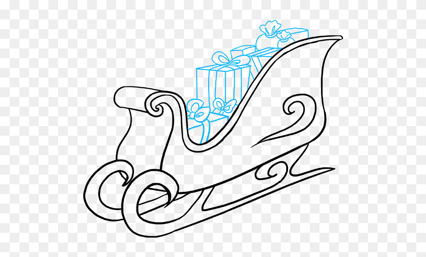 Santa Sleigh Drawing Easy Clipart