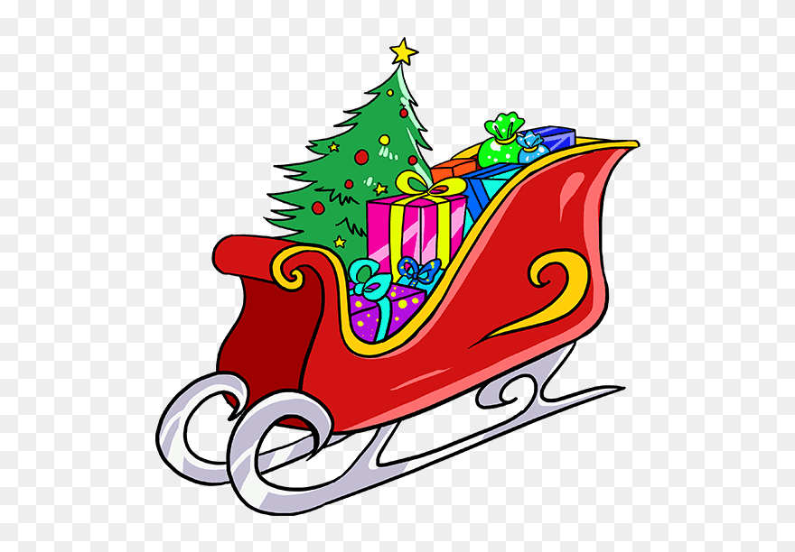 How To Draw Santa"s Sleigh - Step How To Draw Santas Sleigh Clipart