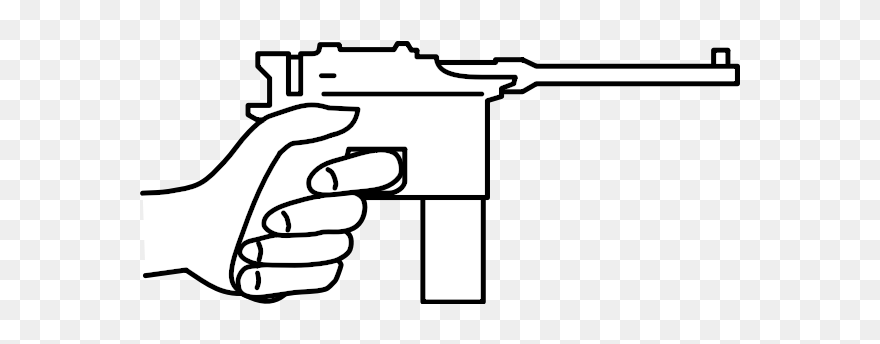 Mauser Gun Vector Graphics - Pistola Mauser Line Art Clipart