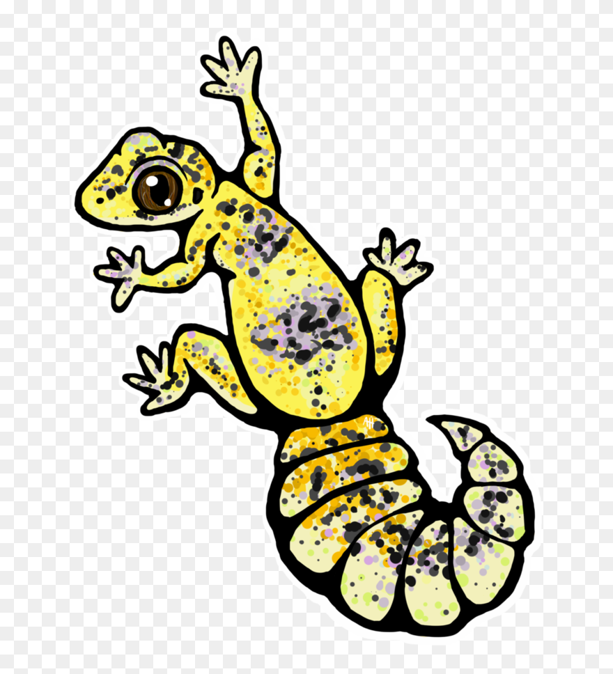 High Yellow Leopard Gecko Stickers By Sc - Drawing Cartoon Leopard Gecko Clipart