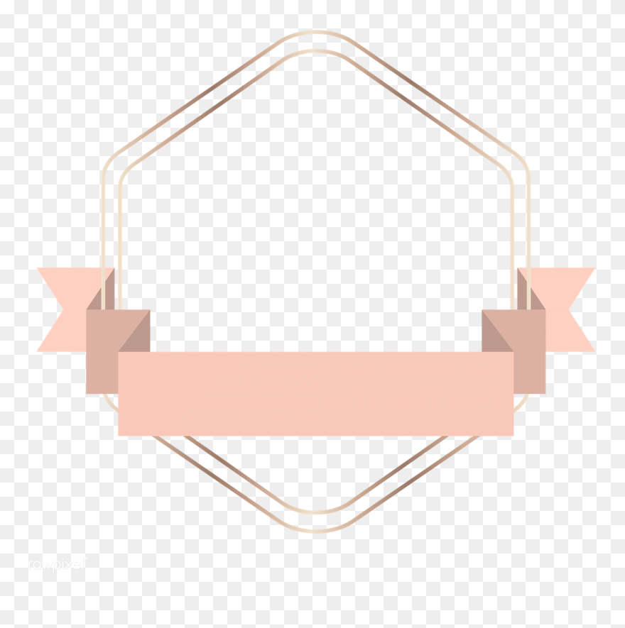 Hexagon Frame In Ribbon Banner Badge Png - Frame Rose Gold Png Clipart