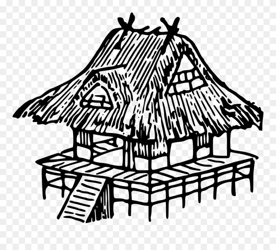 Japan Tree Clipart Collection - Easy Drawing Of Hut - Png Download