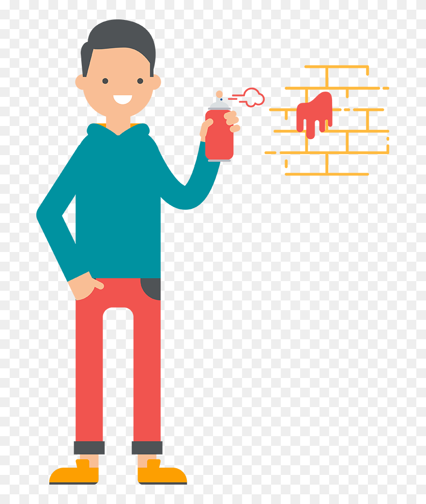 Cartoon Illustration Of A Man Holding A Can Of Spray - عدم الكتابة على الجدران كرتون Clipart