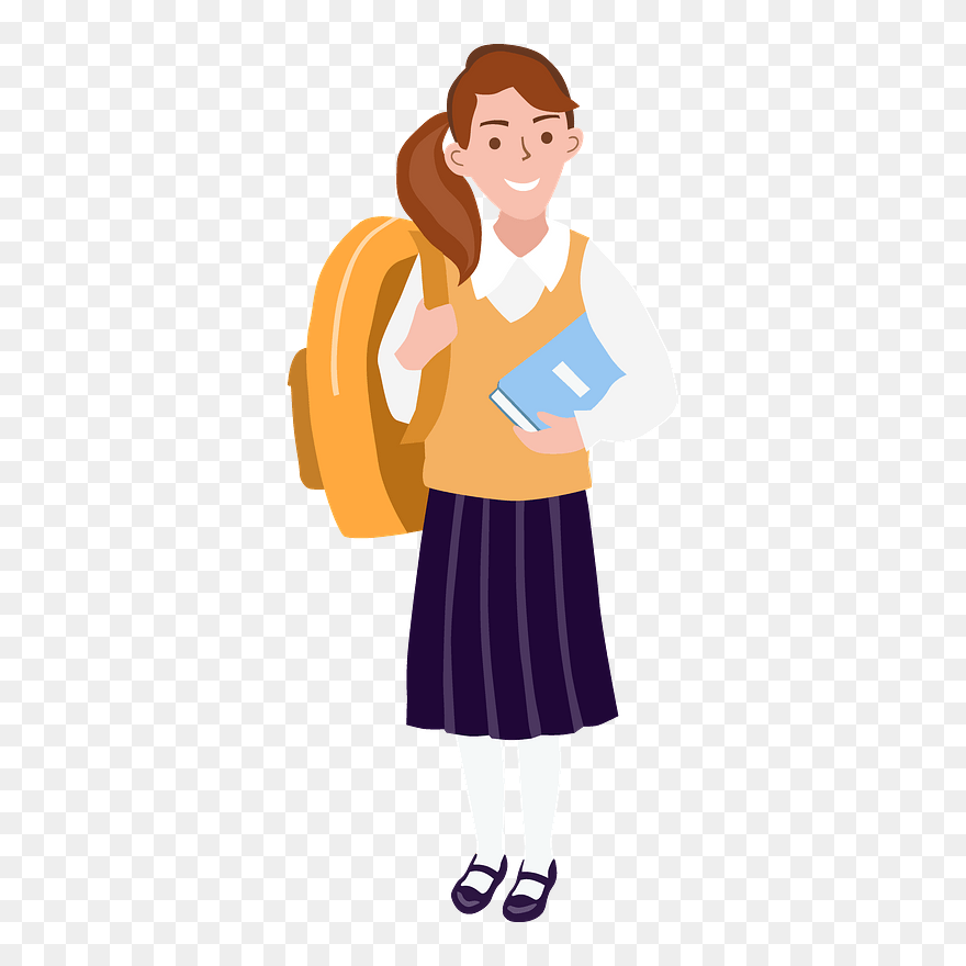 School Girl Clipart - Illustration - Png Download