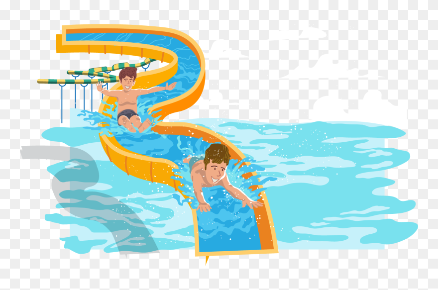 Water Park Water Slide Swimming Pool - Water Slide Png Clipart