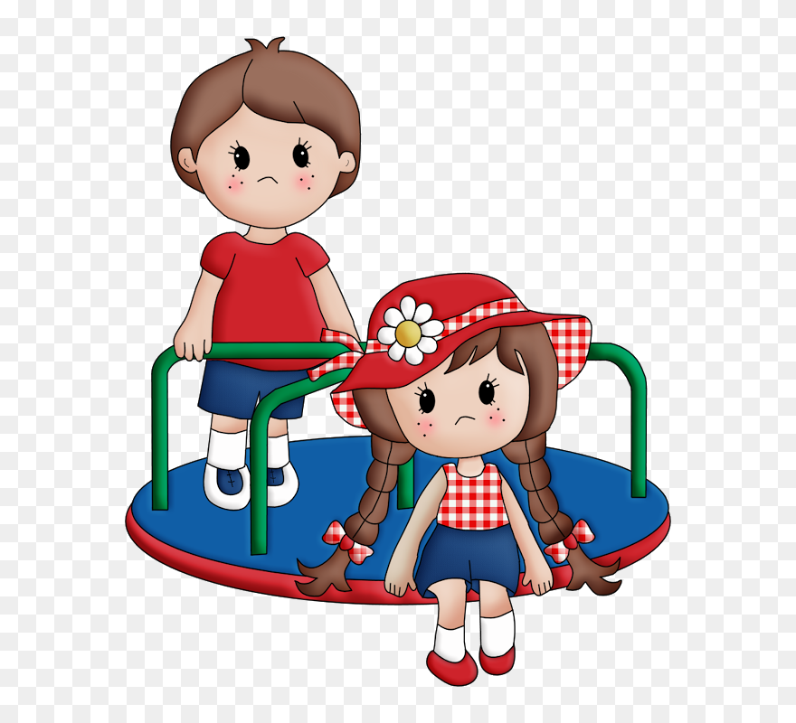 2 Girls Playing On Playground Clip Art - Png Download
