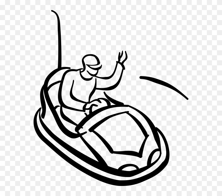 Vector Illustration Of Riding Bumper Car In Theme Park - Theme Park Rides Clip Art - Png Download