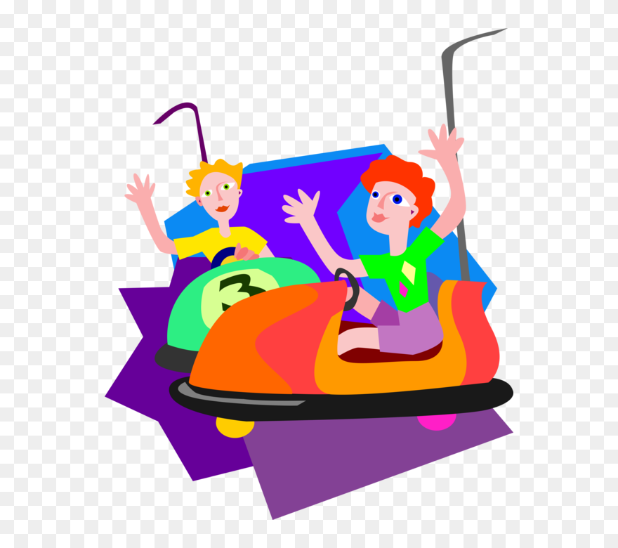 Vector Illustration Of Children Ride Bumper Cars At - Bumper Cars Clip Art - Png Download