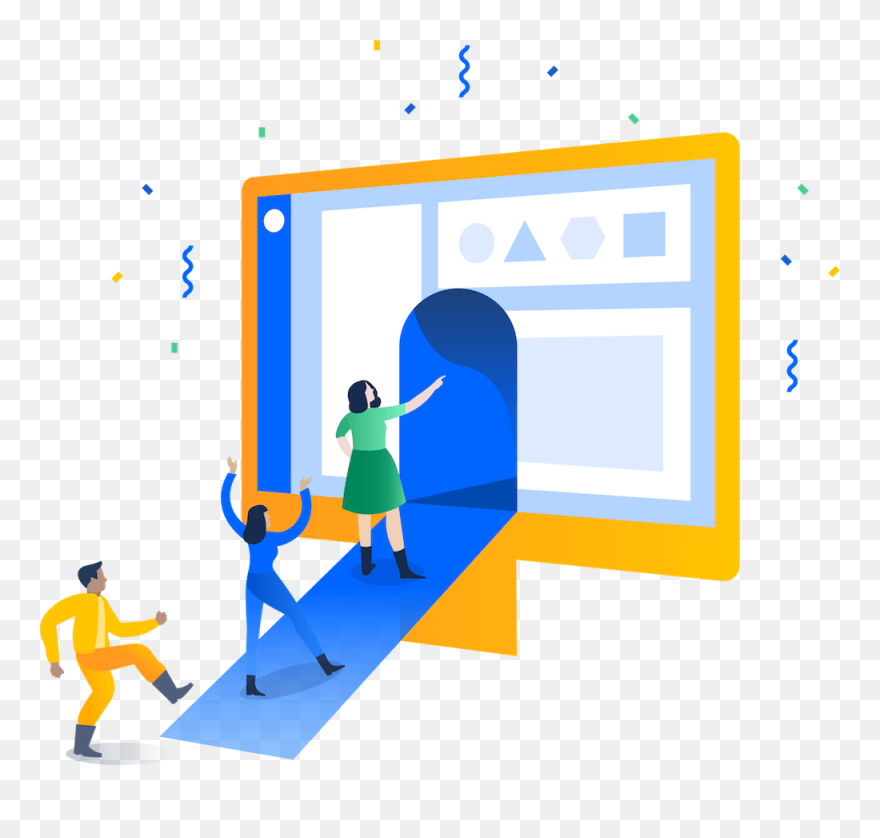Illustration Of People Walking Into A Monitor With Clipart