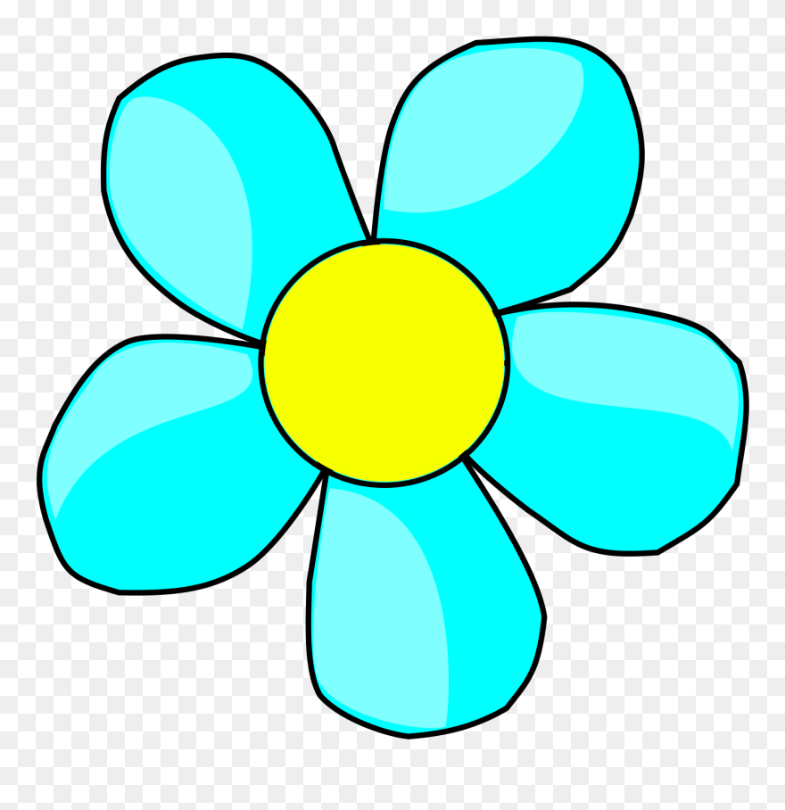Aqua Flower Svg Clip Arts - Simple Flower Clip Art - Png Download