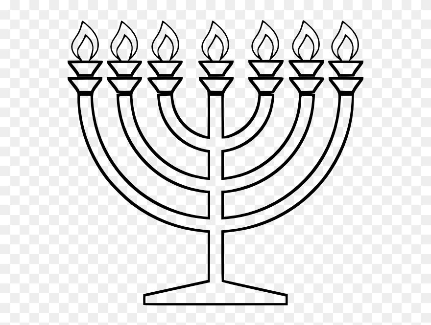 Menorah Hanukkah Clip Art - Menorah Clipart Black And White - Png Download