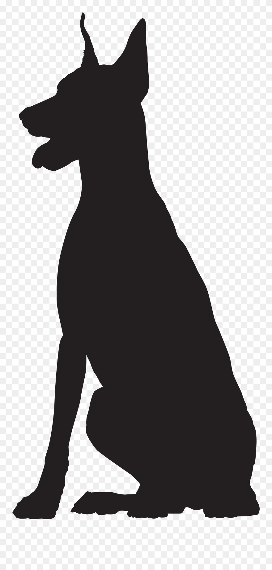 Dog Breed Black And White Snout - Great Dane Sitting Silhouette Clipart