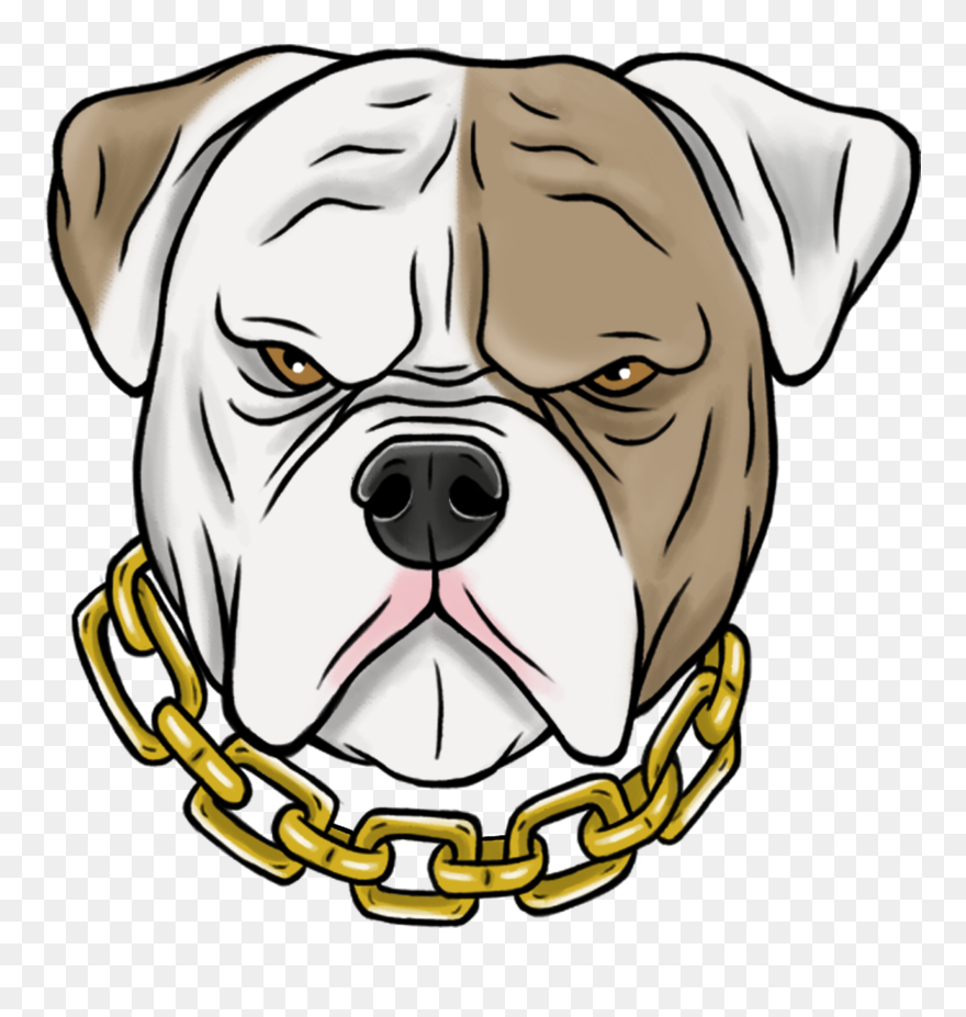 American Bulldog Face Cartoon Clipart