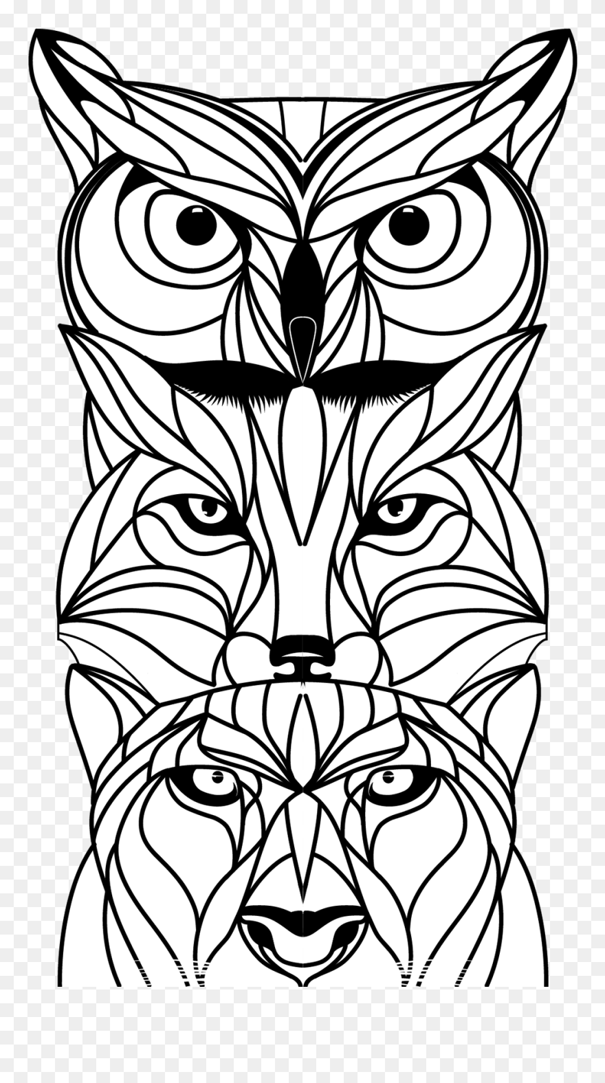 Bear Totem Pole Drawing Clipart