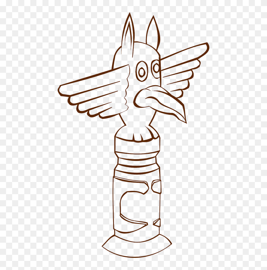 Totem Western Indian - Totem Poles Line Art Clipart