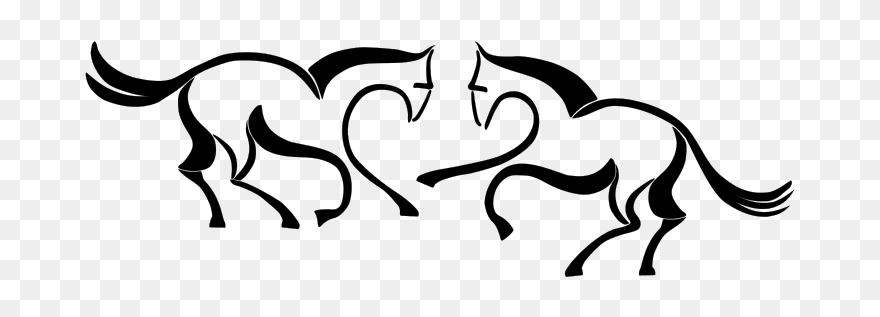 Horses Playing - Estilizar Animales Clipart