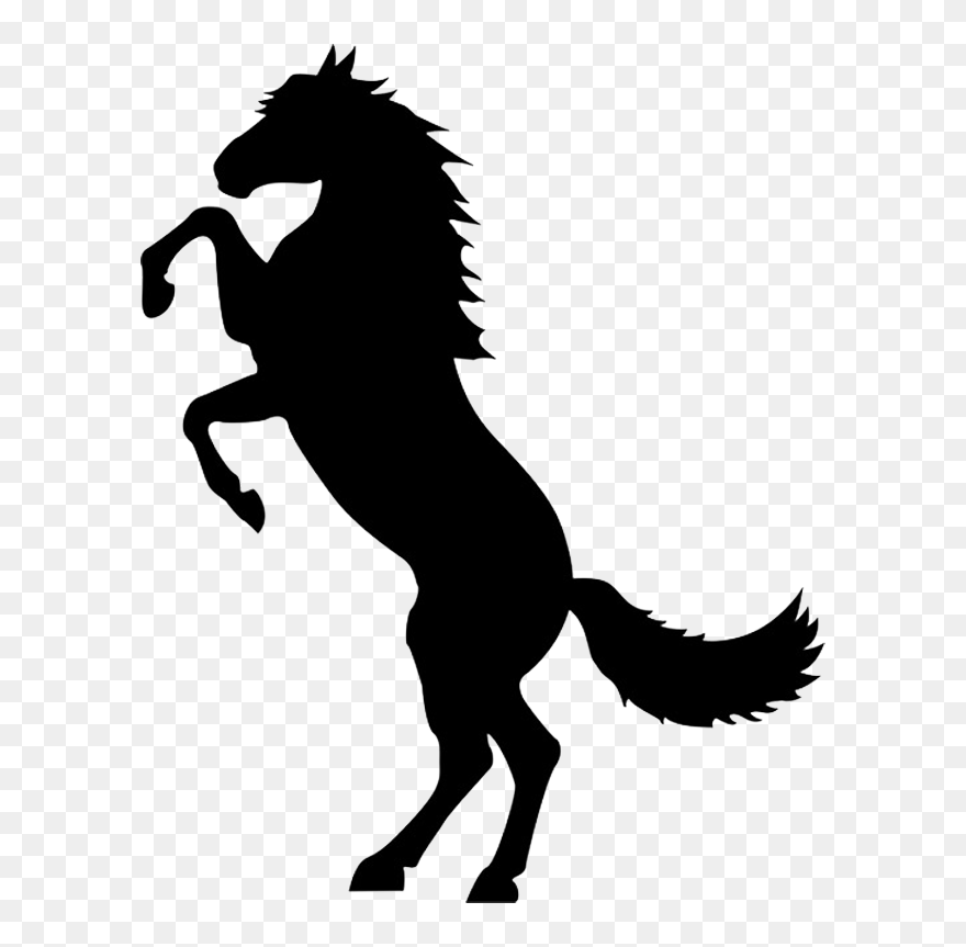 Mustang Rearing Stallion Stencil Silhouette - Horse Stencil Clipart