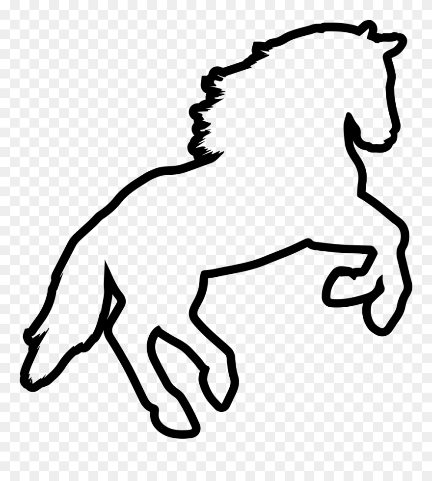 Mustang Dog Silhouette Rearing Clip Art - Outline Of A Horse Jumping - Png Download