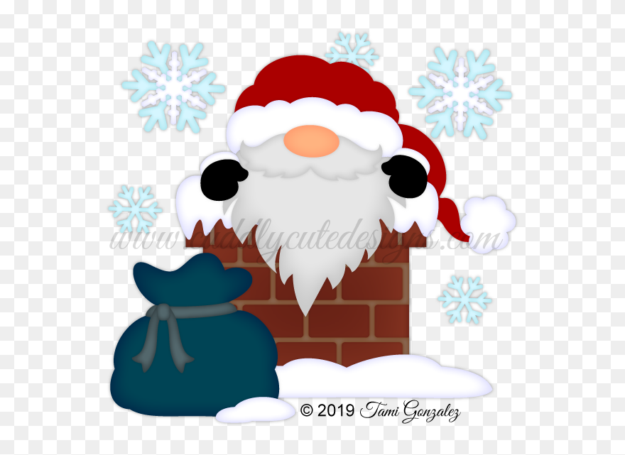 Chimney Santa Gnome - Santa Claus Clipart