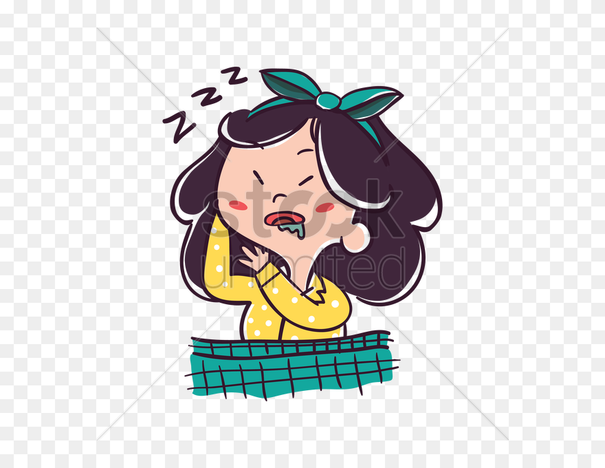 Cartoon Girl Feeling Sleepy Clipart