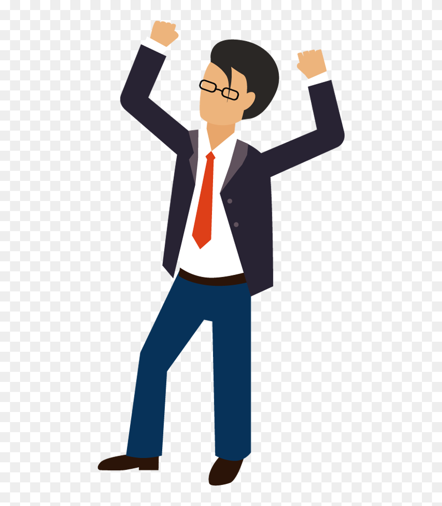 Excited Clipart Business - Man With Hands Up Transparent Background - Png Download
