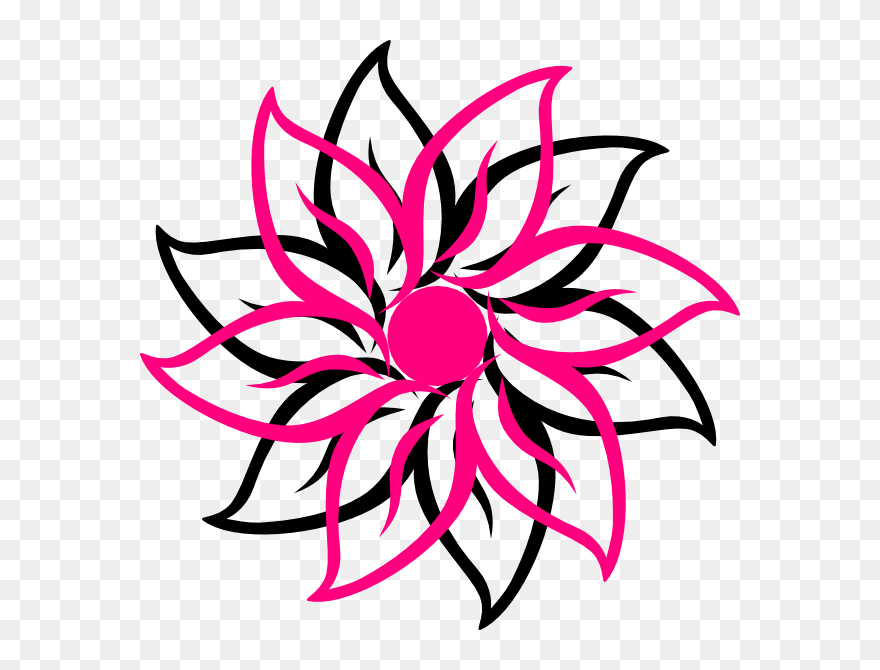 Blue Flower Clip Art At Clker - Simple Black Flower Vector - Png Download